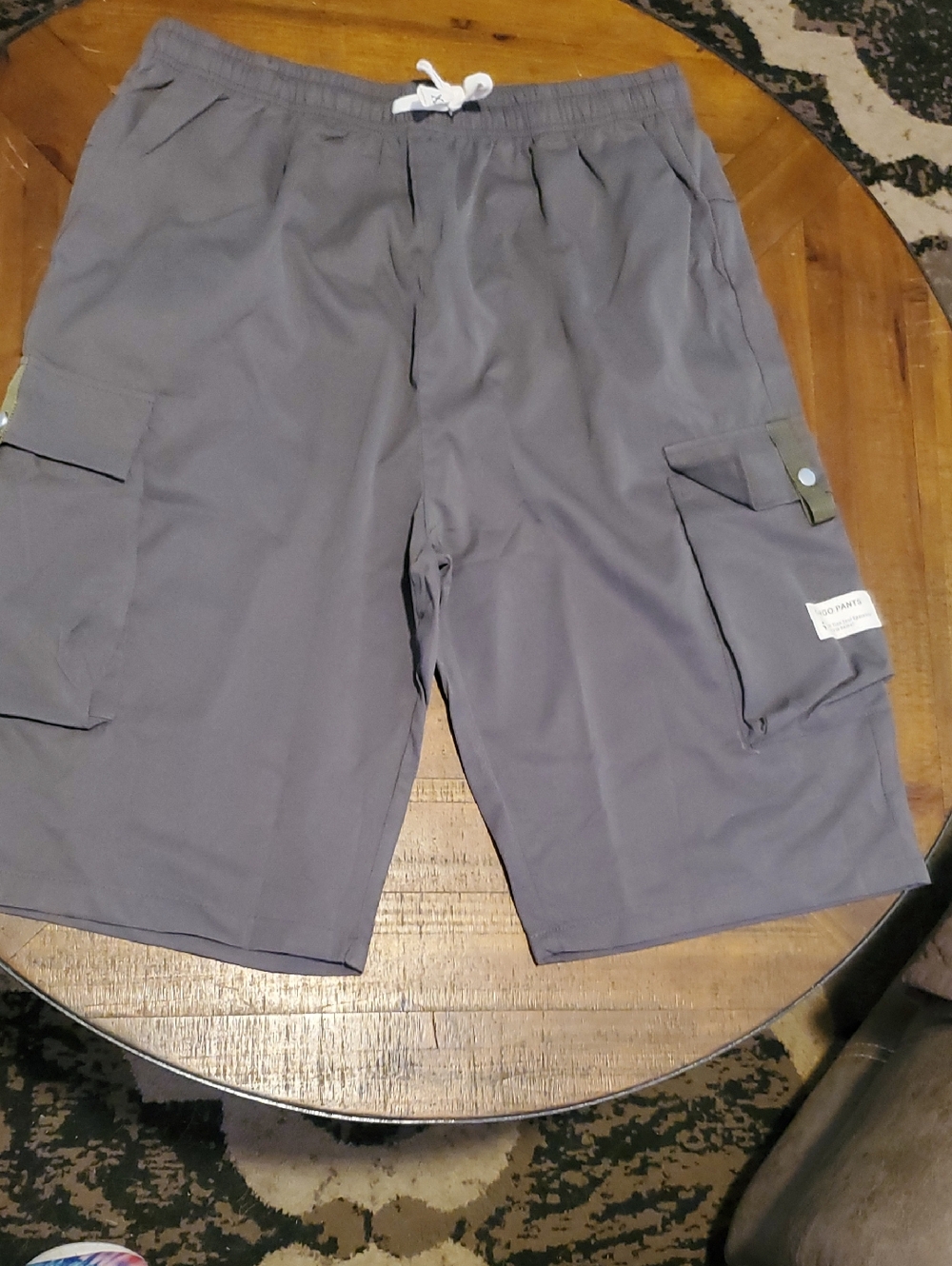 Men's Cargo Drawstring Shorts in Gray with Utility Pockets